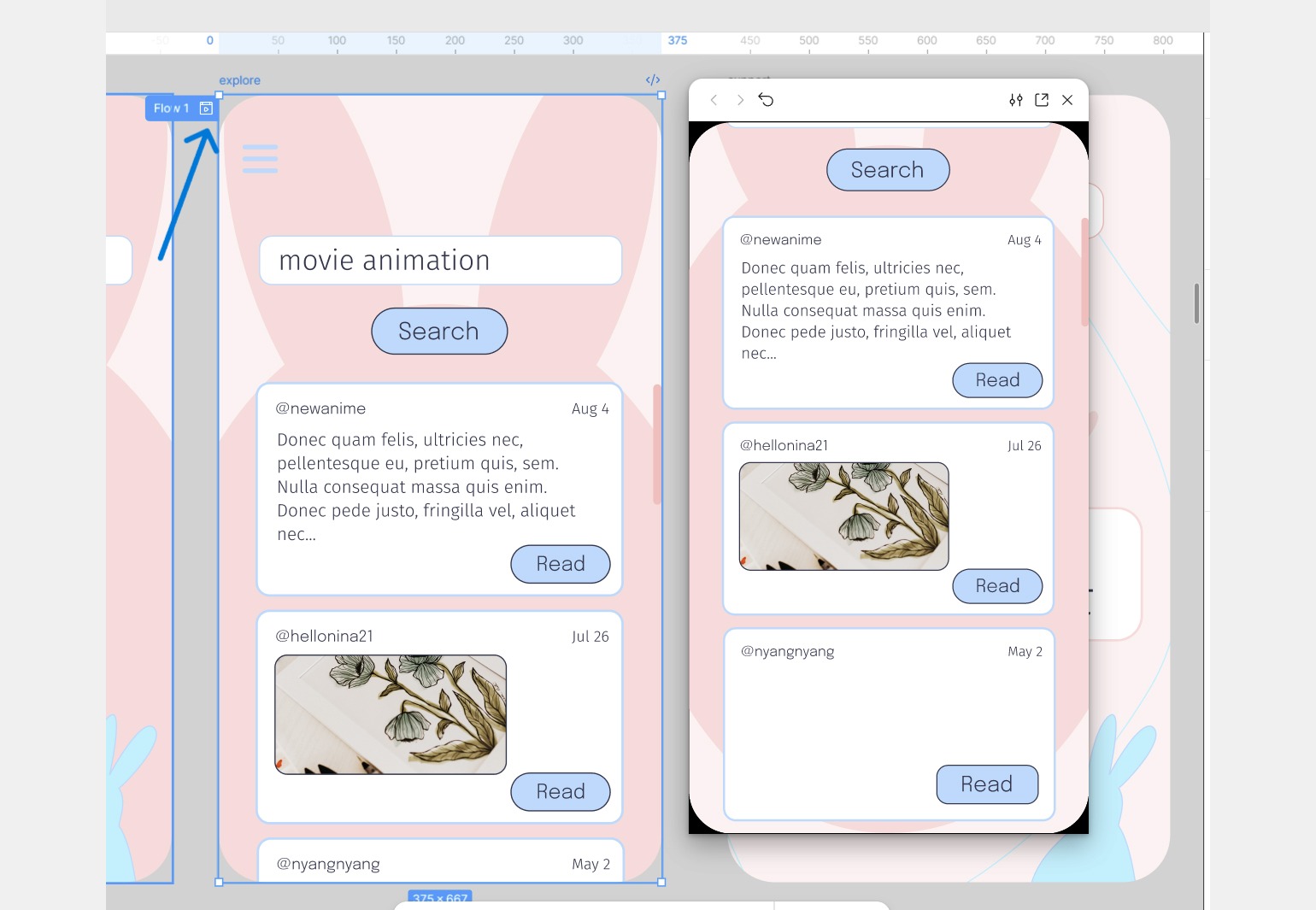 предпросмотр прототипа в Figma