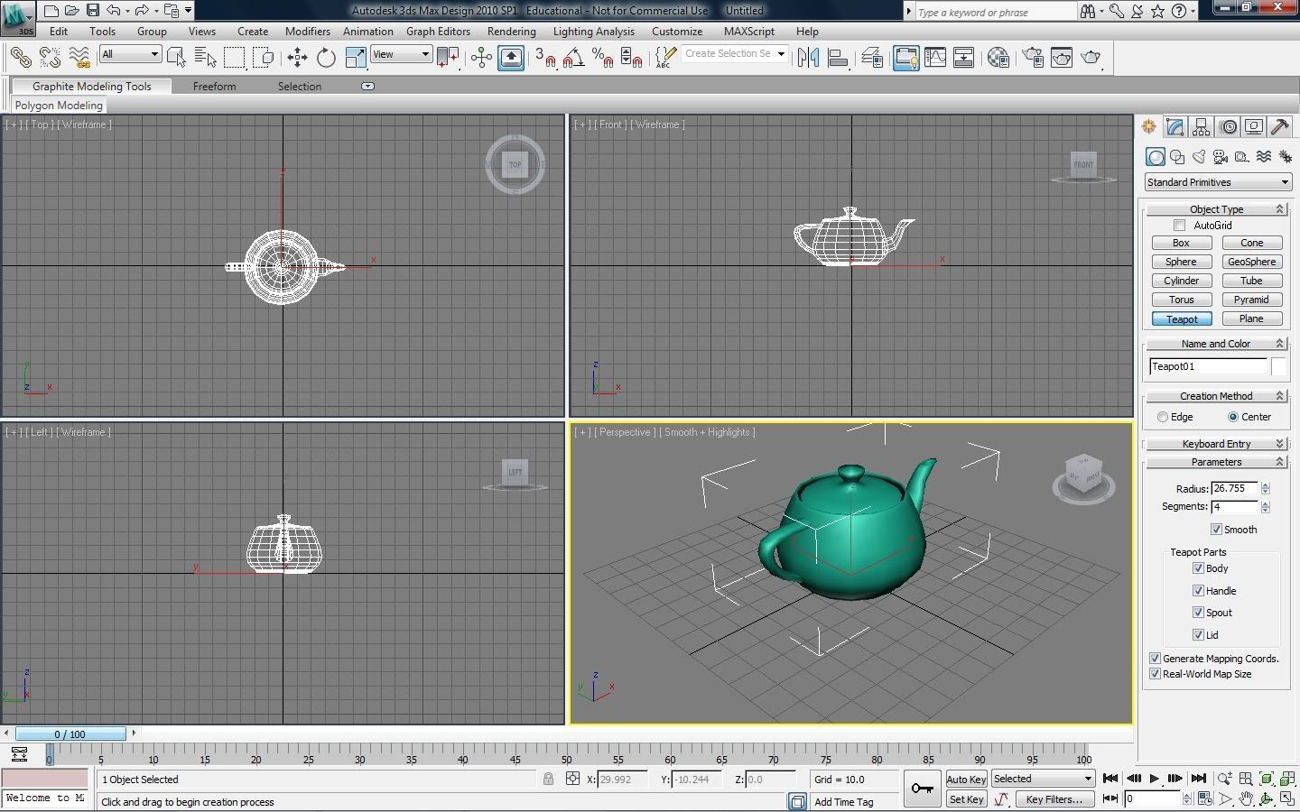 Вьюпорт 3Ds Max с четырьмя проекциями
