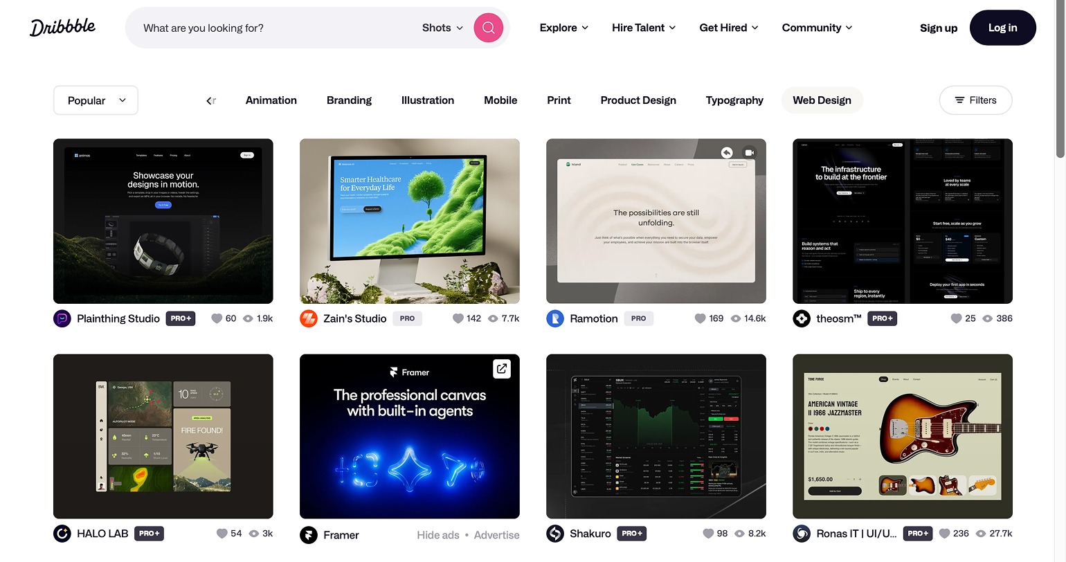 портфолио дизайнера на Dribbble