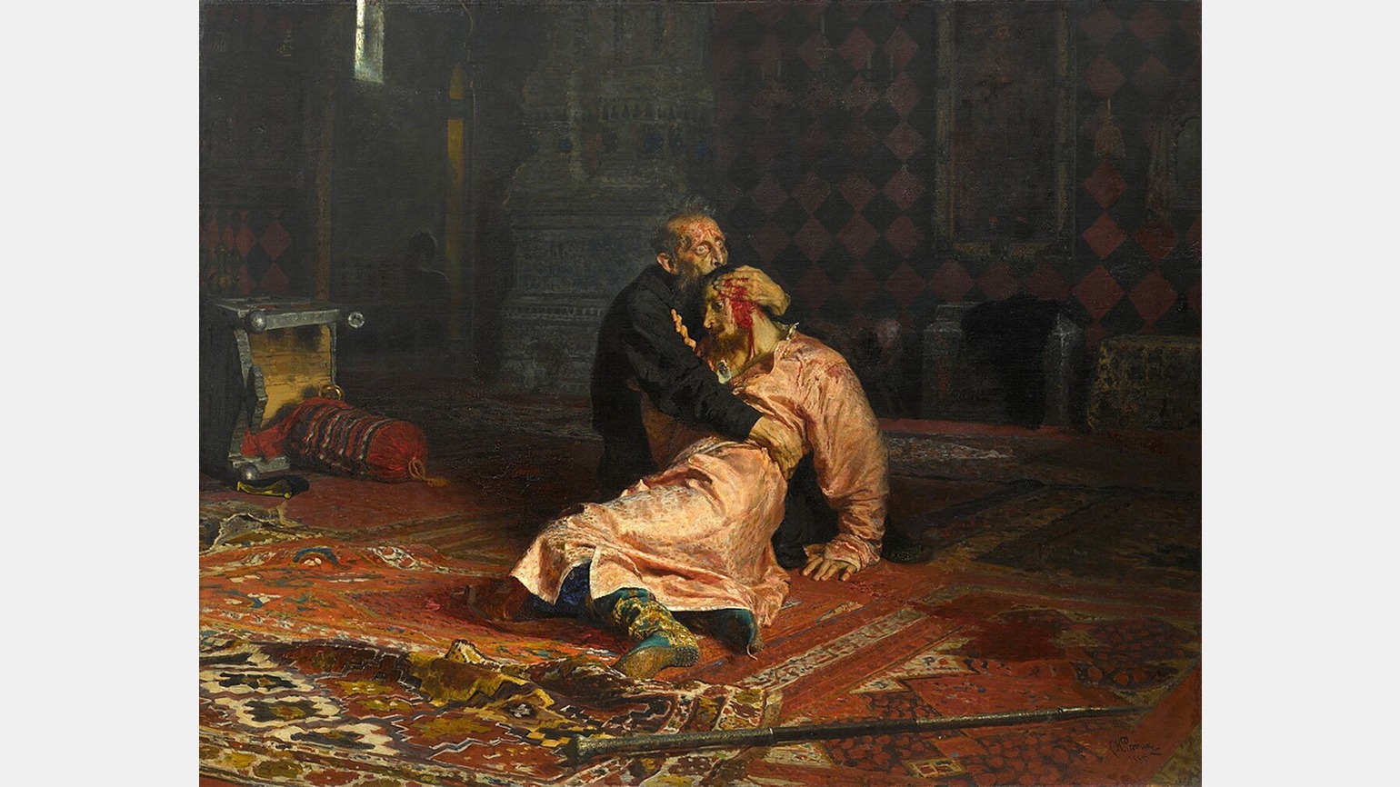 Репин картина Иван Грозный убивает сына