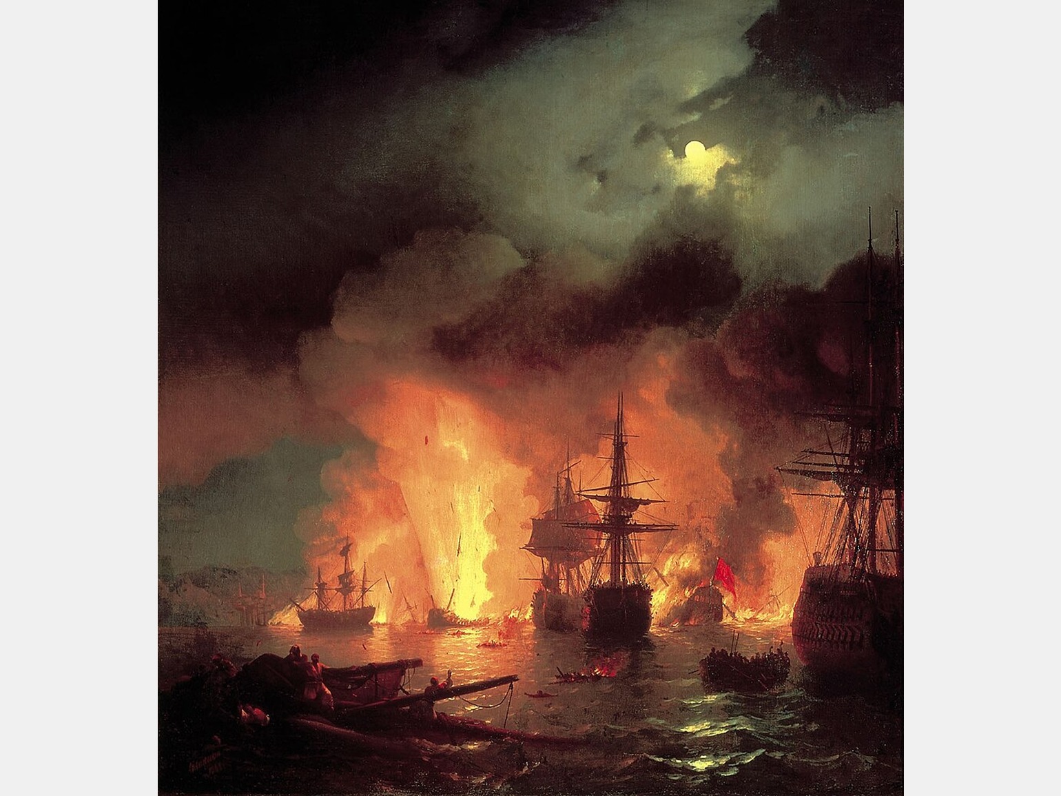 Айвазовский картина Чесменский бой 1848