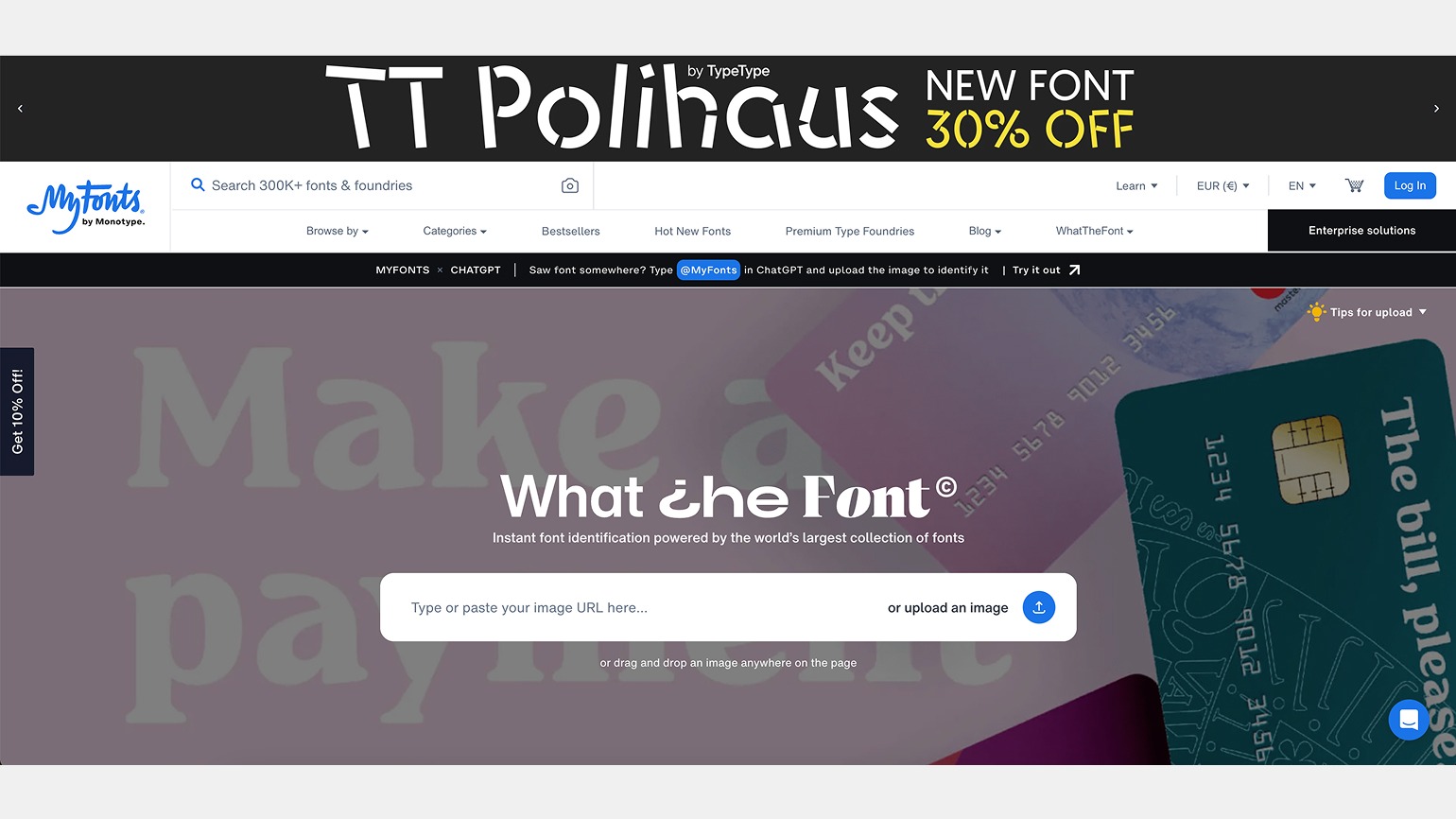 сервис WhatTheFont определить шрифт по фото онлайн бесплатно
