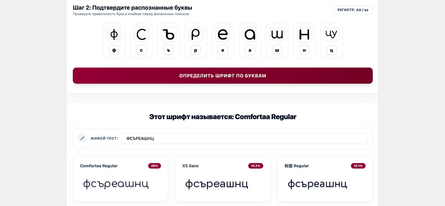 поиск шрифта по фото кириллица
